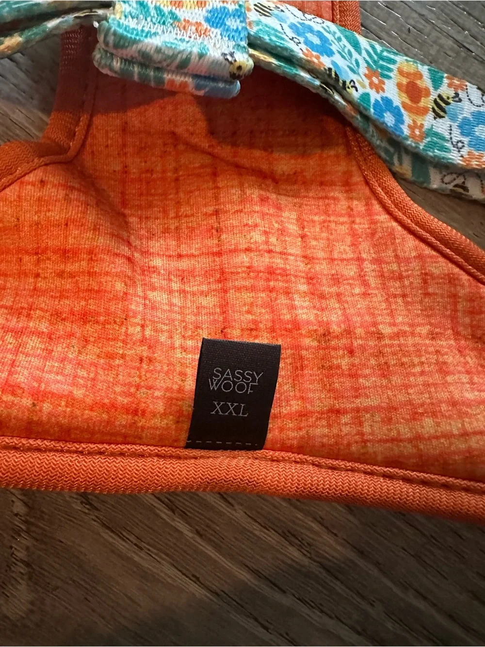 Sassy Woof Orange Floral Bee adjustable no-pull Dog Harness XXL